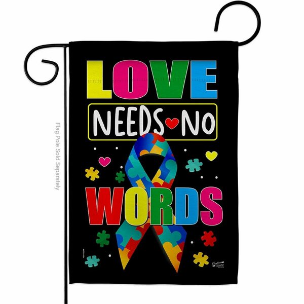 Patio Trasero 13 x 18.5 in. Love Need No Words Support Awareness Vertical Garden Flag with Double-Sided PA3904763